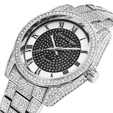 Men's Watches Waterproof 3Bar Luxury Quartz Wristwatch Iced Out Diamond Roman Dial Stainless Steel Strap Casuals Reloj Hombre