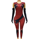 Halloween Evening Party Dress Atmosphere Dressing Black Handprint Design Sense Tight fitting jumpsuit Slim Fit