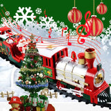 Santa Claus Tree Decoration Trains Electric Christmas Train Toys Gifts for Kids Railway Cars Racing Tracks With Music
