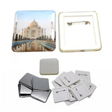 50x50mm Square Parts - 50 Sets Fridge Magnets Consumables & 100 Sets DIY Badge Button Pins Materials for Art Crafts