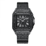 PINTIME Hip Hop Silver Jewelry Men Watch Top Business Brand Iced Out Quartz Roman AAA Watch Luxury 18K Gold Relógio Masculino