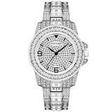 PINTIME Men's Watches Luxury Iced Out Diamond Dial Stainless Steel Relogio Waterproof 3br Fashion Quartz Wristwatch Reloj Hombre