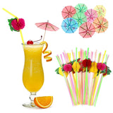 Hawaii Tropical Party Set Straw Table Skirt, Hibiscus Flower, Palm Leaf, Paper Pineapple Decoration