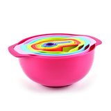 10Pcs Plastic Rainbow Bowls Set Kitchen Salad Bowl Plastic Baking Measuring Cup Measuring Spoon Set Home Cooking Baking Tool