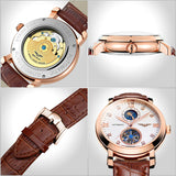 GUANQIN Top Brand Luxury Mechanical watch for men 100M Waterproof Sapphire mirror Leather Men watches Tourbillon Automatic Watch