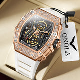 New Diamond Hollow Full-automatic Mechanical Watch Man ONOLA Luxury Fashion Tape Waterproof Watch for Men Relogio Masculino
