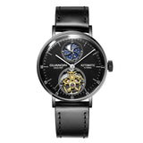 GUANQIN New Mechanical Tourbillon Luxury Men's watches Steel shell Moon Phase Automatic watch for men Waterproof Leather Watch