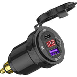 Waterproof Hella Din Plug to ON-Off Switch 30W USB C PD3.0 QC3.0 Quick Charge Voltmeter Ducati Triumph Motorcycle