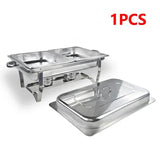 1Pcs 1/2/3 Grid Pans Rectangle Chafing Dish Stainless Steel Insulation Commercial Buffet Stove Food Warmer For Canteen Hotel