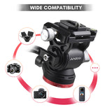 Andoer Compact Video Fluid Pan Tilt Head Panorama Ballhead Tripod Mount 1/4inch Screw 10kg Load Capacity with Handle
