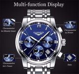 GUANQIN Brand Quartz Stainless steel Men's watches Sapphire mirror Waterproof Luminous Watch For Men Sport Luxury Chronograph