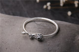 Sterling Silver Carved Small Fish Bracelet Retro Ethnic Style