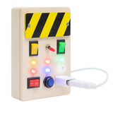 Baby Montessori Busy Board Wooden Toys With LED Light Switch Control Travel Activities Children Games For Toddlers 2-4Y