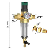 Backwash Filter With And Gauge, 3/4 Inch House Connection, Reusable Pressure Regulator