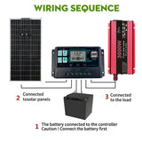 300W Solar Panel 12V to 110V/220V 3000W Pure Sine Wave Inverter Solars System Battery Charger Complete Power Generation