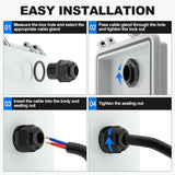 72PCS Glands Kit Waterproof Strain Relief Cord Connector Grip Weatherproof Cable Pass Through PG7 1/4" 1/2" 3/4" 1" NPT