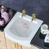 1:12 Dollhouse Bathroom Sink With Cabinet Basin Set Dolls House Miniature Kitchen Furniture