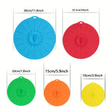 7pcs, Silicone Lids, Microwave Splatter Covers, 5 Sizes Reusable Heat Resistant Food Suction Lids Fits Cups,