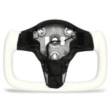 Heated Steering Wheel Comfortable Grip White Nappa Modified Simple Installation Cars Yoke Steering Wheel for Model 3 2017-2021