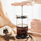 1pc French Press Coffee Maker, 11.8/20.2oz, Heat Resistant Thickened Glass, 4 Level Filtration System