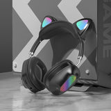 Wireless Headphones Cat Ear with Mic Bluetooth 5.0 Glow Light Headset Stereo Bass for Children Girl PC Phone Gaming Headsets