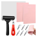 Rubber Making Kit,Block Printing Tool Kit,Linoleum Cutter with 6 Type Blades,Tracing Paper for Craft Stamp Carving