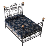 1: 12 Dollhouse Miniature Bedroom Furniture Metal Bed With Mattress Accessory Toy