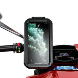 Motorcycle Waterproof Phone Holder Handlebar Mount Rearview Mirror Touch-Screen 360degree Rotation for 5.5-6.5 inch