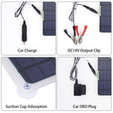 20W Solar Panel Car Charger - Outdoor Supply for Vehicle Battery with OBD Plug. High Quality