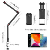 C-Clamp Desk Mount Bracket 3-Section Flexible Arms Desktop Live Streaming Stand for DSLR Smartphone Tablet LED Ring Light Webcam