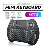 MT10 Keyboard Air Mouse Lithium battery Handheld 3 colors Backlit 2.4G Wireless Touchpad For Media player Android TV BOX Accessories