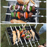 12Pcs 55Cm BBQ Skewers Long Handle Shish Kebab Barbecue Grill Stick Wood BBQ Fork Stainless Steel Outdoors Grill Needle