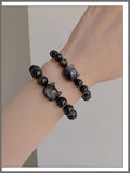 Women's Cat Head Obsidian Bracelet