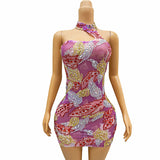 Nofan's Design Sense Cheongsam Wrapped Hip Short Skirt Full Diamond Sexy Off Shoulder Banquet Party Dress