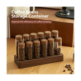 Beans Storage Container Tea Test Tube Glass Bottle with Walnut Display Rack Espresso Coffee Accessories C