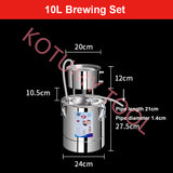 Household 10L DIY Stainless Steel Moonshine Still Alcohol Water Distiller Wine Brandy Essential Oil Brewing Kit