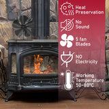 1pc 5 Blades Heat Powered Wood Stove Fan Large Air Volume Fireplace Fan Log Wood Burner Eco-Fan Quiet Home Efficient Heat Distribution Lucky Fireplace Fan  Non Electric Fan For Wood, Thermoelectric Fan Halloween Christmas Gift Fall Winter Essential