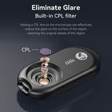 APEXEL APL-MS150 150X Mobile Microscope Lens LED/ UV Lights Built-in CPL Filter Battery with Universal Phone Clip