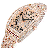 PINTIME Men Watch Iced Out Diamond Big Dia Barrel-Shaped Dial Hip Hop Relogios Fashion Quartz Wristwatch Waterproof Reloj Hombre