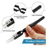 6Pcs Precision Reverse Ceramic Set, Resistant Electronics Soldering Tweezers Anti-Magnetic Pointed for Solder A