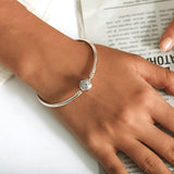 Simple Heart-shaped Moonstone Bracelet With Heart