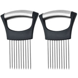Stainless Steel Pin Slicer with Anti-Slip Handle - Slice Holder & Food Slicers Assistant for Onion, Potato, Lemon