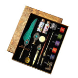17pcs Antique Sprinkg Feather Dip Pens Ink Vintage Calligraphy Pen Set Fountain Art Supplies Crafts Gifts for Student DIY