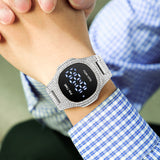 PINTIME Men Watch Digite Wristwatch LED Display Dial Waterproof Stainless Steel Strap Luxury Diamond Montre Homme Relogio  Gold