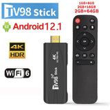 TV98 Mini Stick Android 12.1 Support Video 4K 2.4G&5G Quad Core Set Top 16GB 64GB Wifi 6 3D smart TV Box