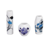 Set of 3Pcs Dollhouse Miniature Plastic Flower Vase---Blue Painted