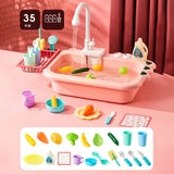 48PCS Kids Simulation Electric Dishwasher Pretend Play Mini Kitchen Food Educational Summer Cosplay Girls Toys