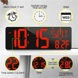 16.5-inch Perpetual Calendar Wall Clock - Large Screen with Temperature, Date, Week Display. LED Digital Multi-Function with Remote