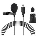 USB Microphone Lavalier Black Plastic PC Omnidirectional Condenser Lavalier Clip On Mic For Computer, Mac, Laptop