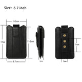 Mobile Phone Bag Belt Loop Holster Case Universal PU Leather Pouch Cases For 6.7-7.2inch Double-layer Flip Protective Cover